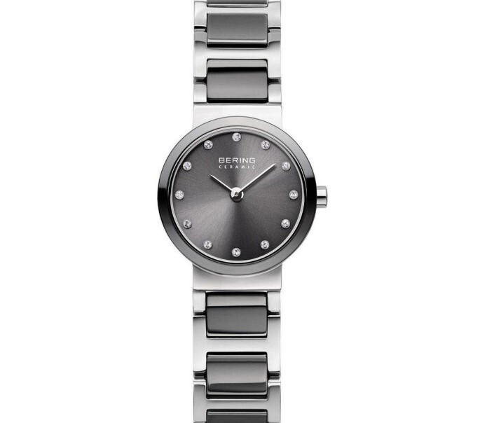Bering Two Tone Ceramic Grey Dial Womens Watch 10725-783