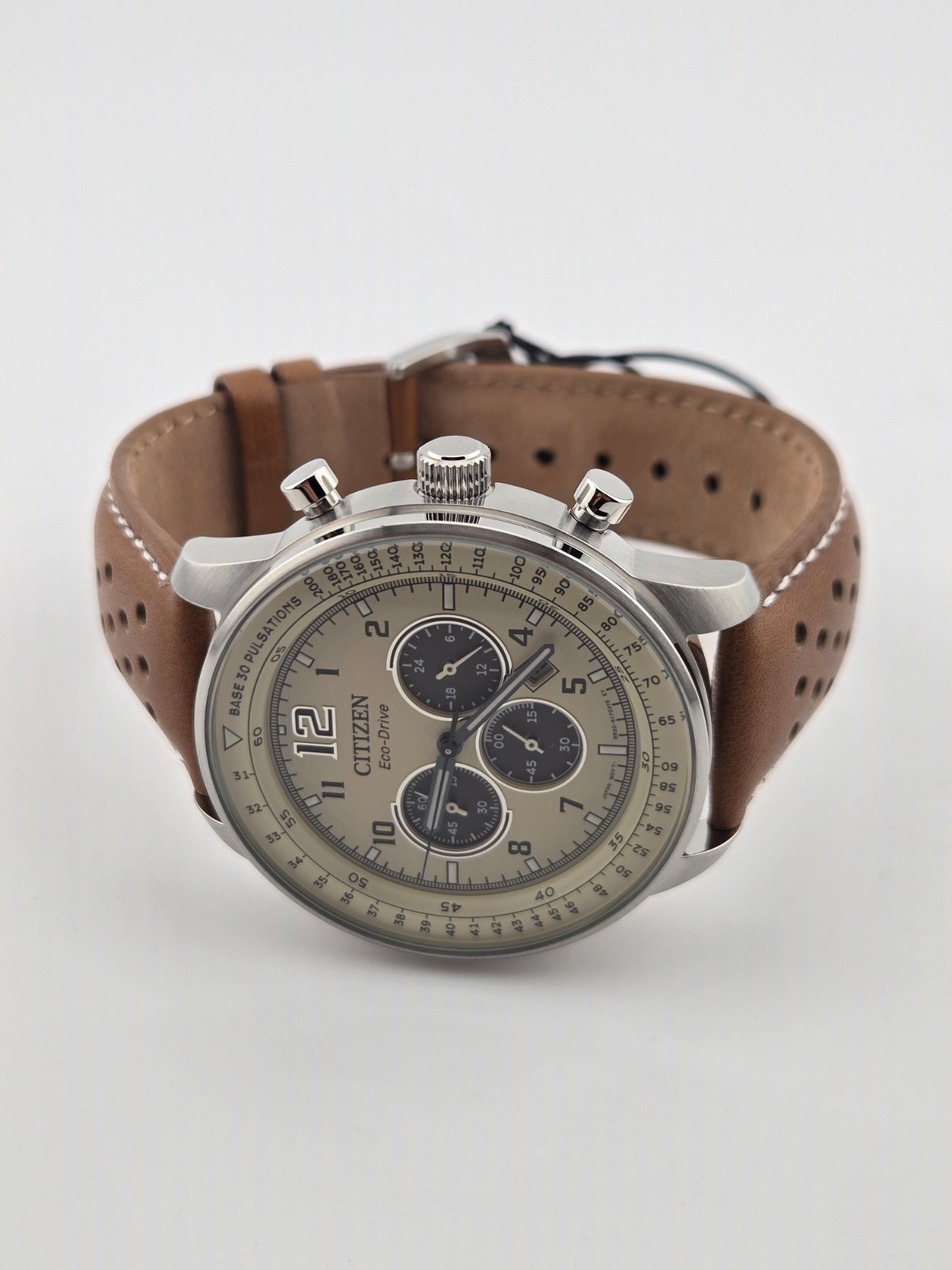 NEW Citizen Men’s CA4500-08X Eco-Drive Chronograph Stainless Steel Leather Watch