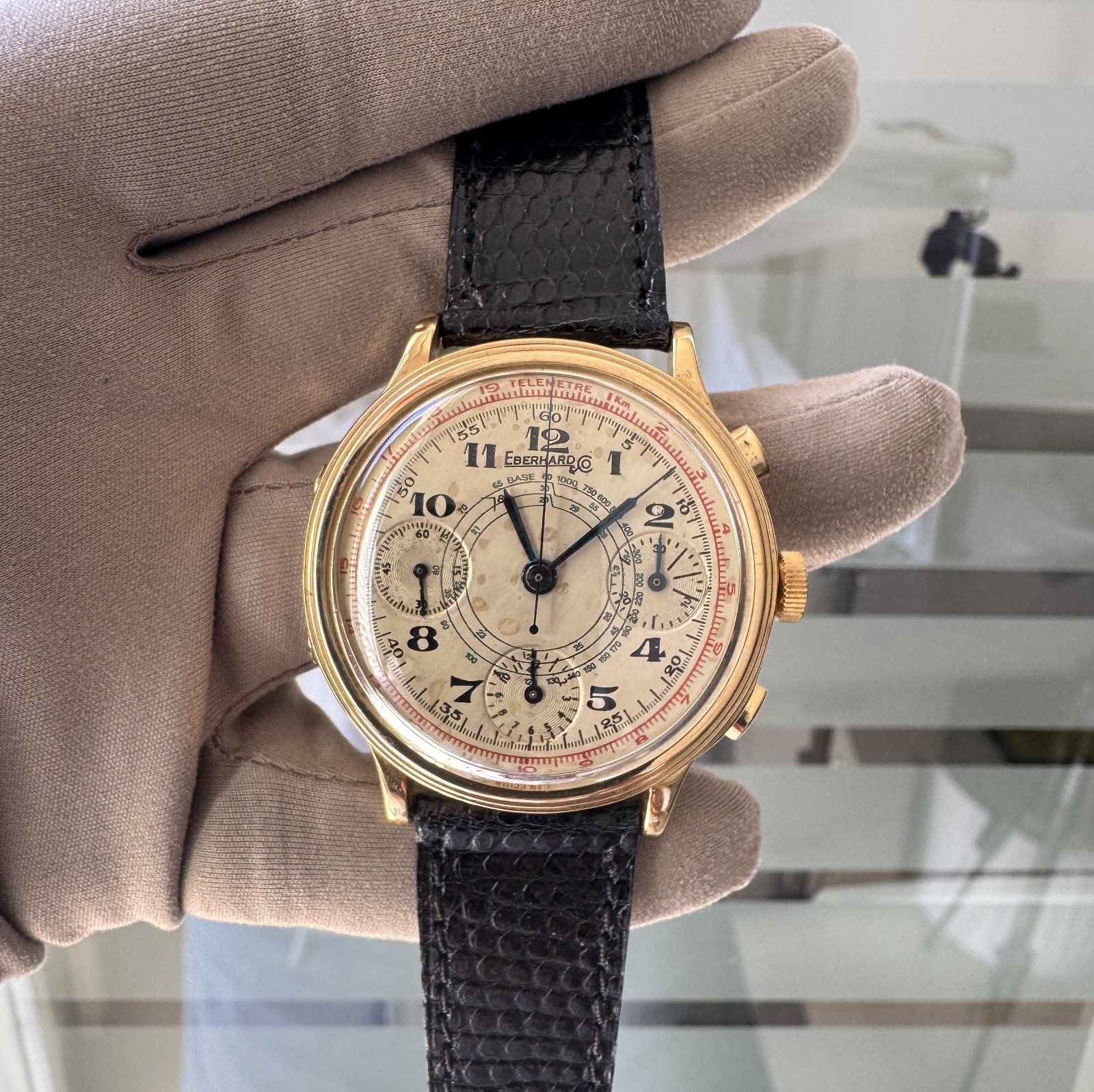 EBERHARD & CO Pre-Extrafort Tri-compax Oversize yellow gold 18KT 1937 very rare