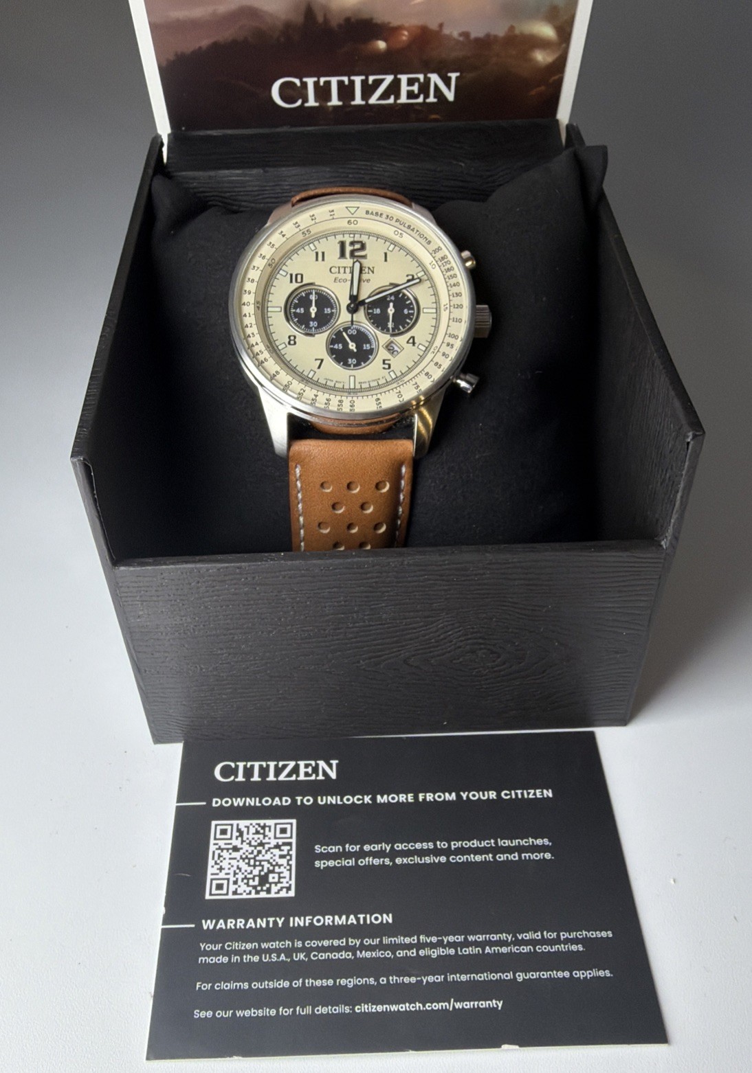 Citizen Men’s CA4500-08X Eco-Drive Chronograph Stainless Steel Leather Watch