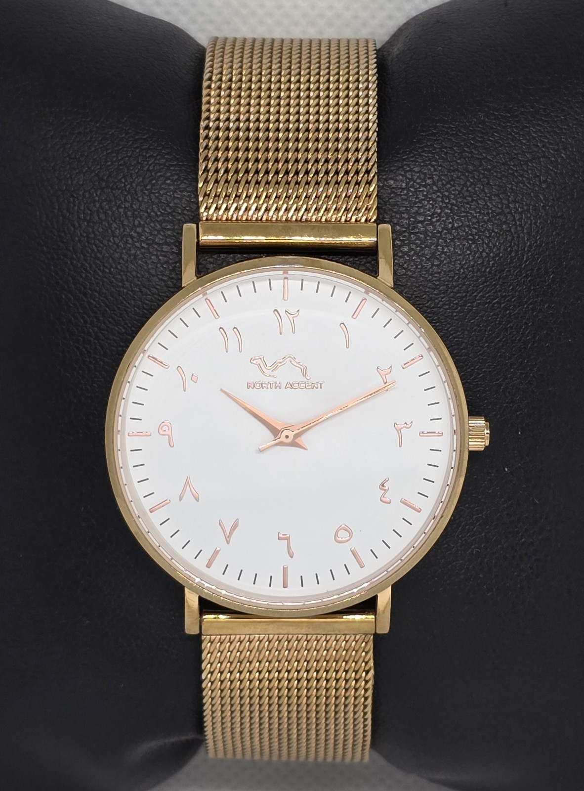 Unisex North Accent Classic Arabic Numerals Rose Gold Mesh Band Watch 13