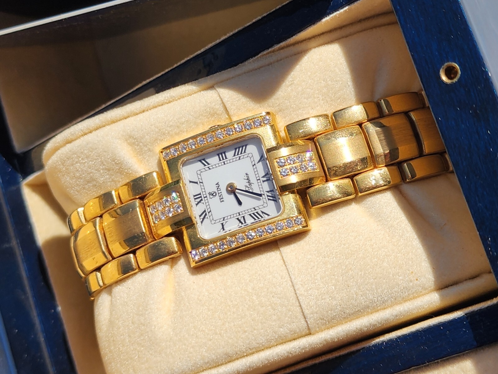 Festina Solid 18k Gold With Diamonds Wrist Watch 💎 Very Rare 50 Grams