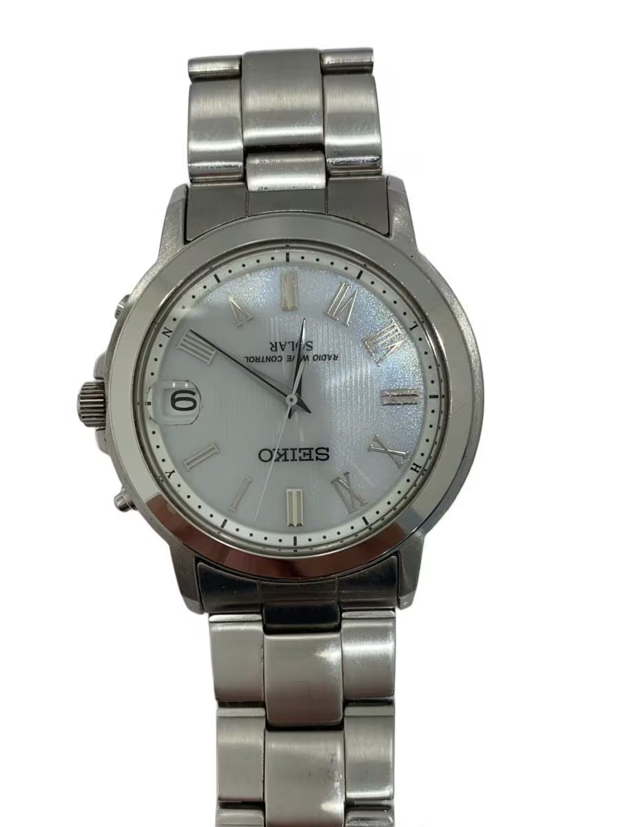 SEIKO Solar Wristwatch Analog WHT SLV 7B52 0AG0