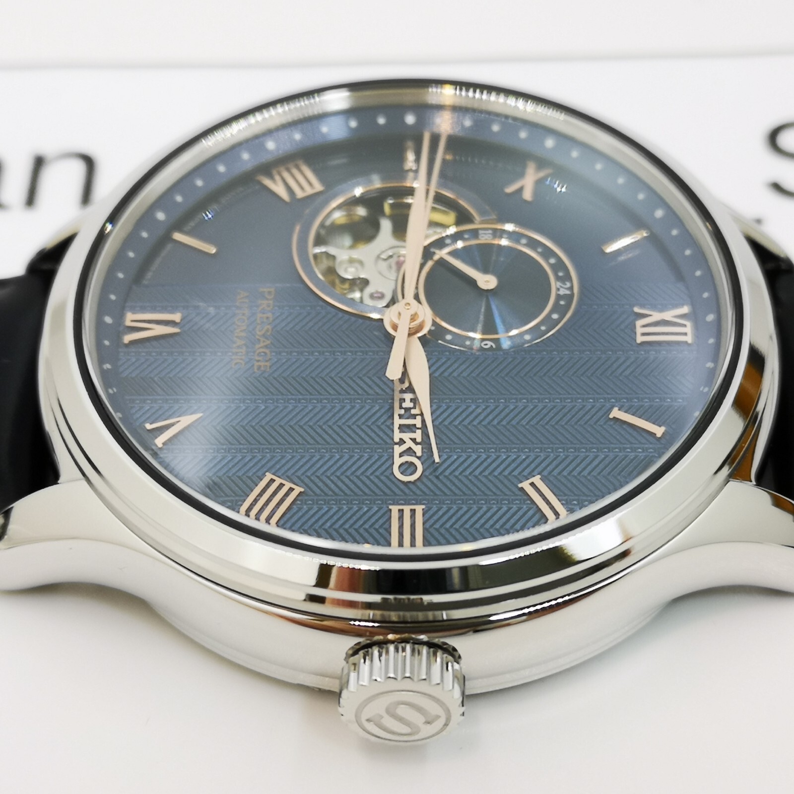 SEIKO PRESAGE Basic SARY187 Blue Automatic See-through Back Men Watch New in Box