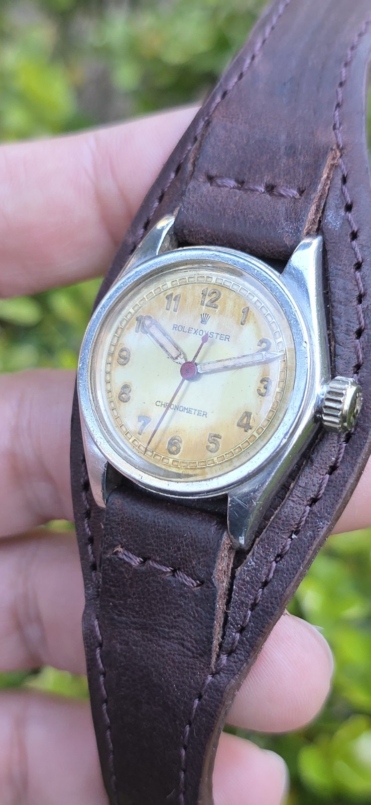 Vintage ROLEX Oyster Chronometer Ref 2595 Military 29mm Patina Dial Manual Watch