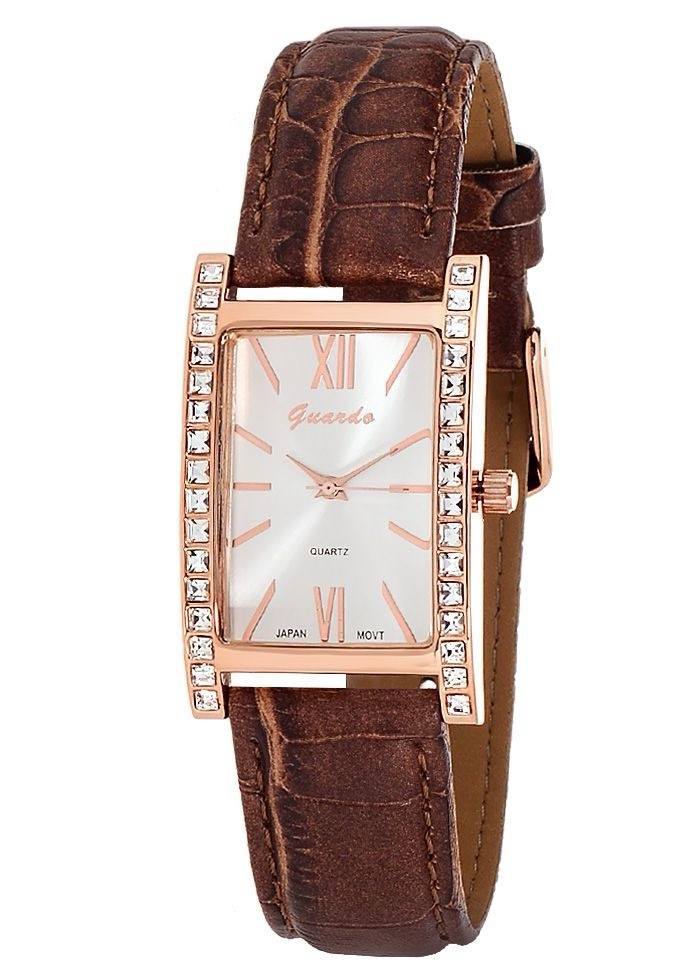 Guardo Women’s Rectangular Crystal-Accent Watch + Extra Strap – New with tags