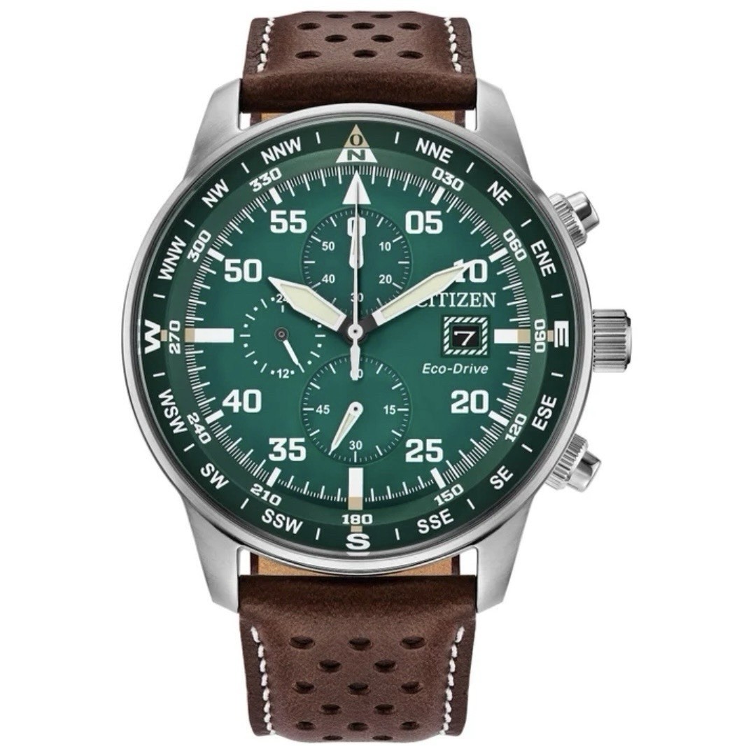 Citizen Eco-Drive Sport Brycen Mens 44mm Chronograph Green Dial Watch CA0699-08x