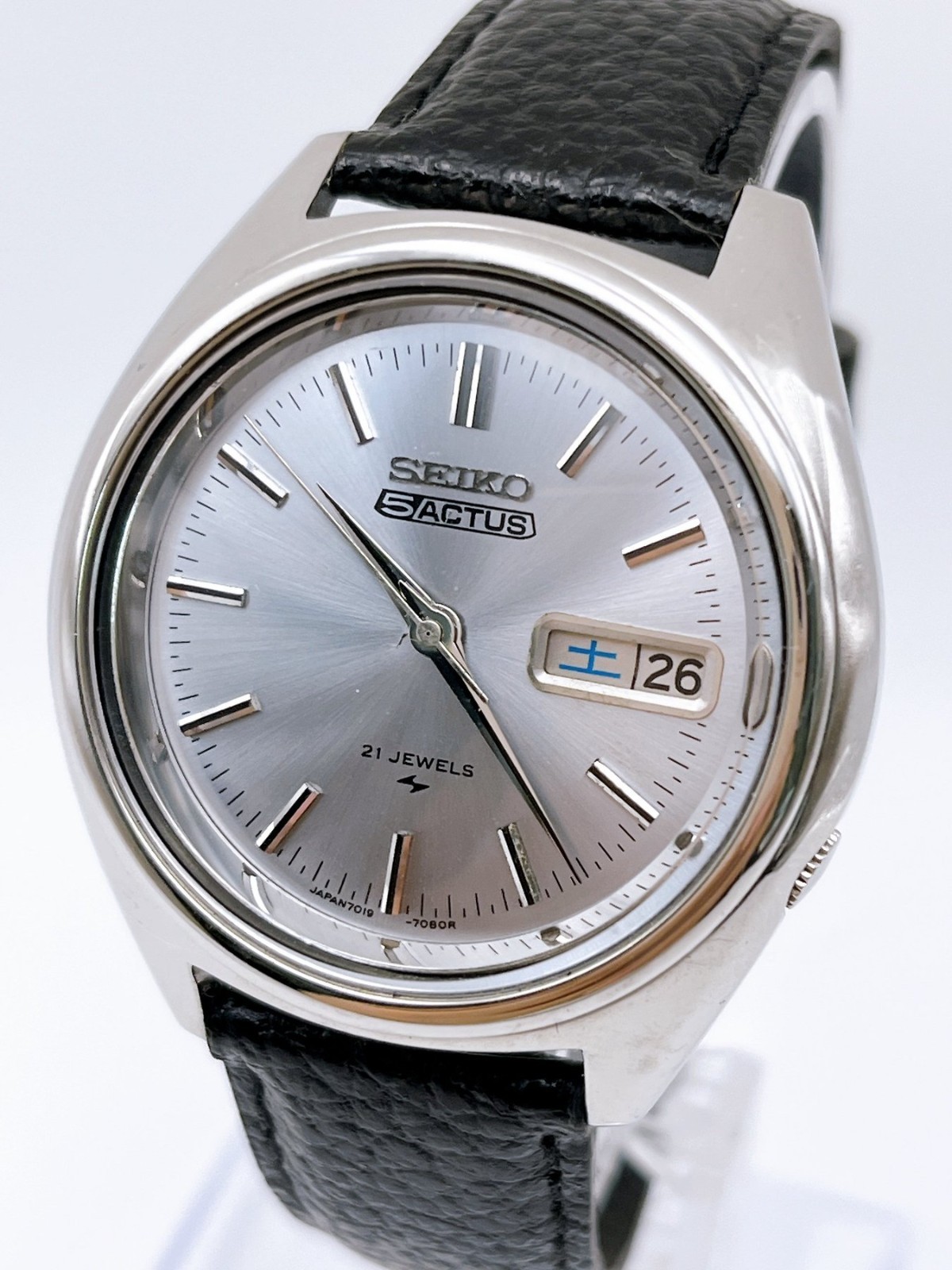 Vintage 1973 Seiko 5 Actus 7019-7060 Automatic 21J Kanji Day Date Silver Dial