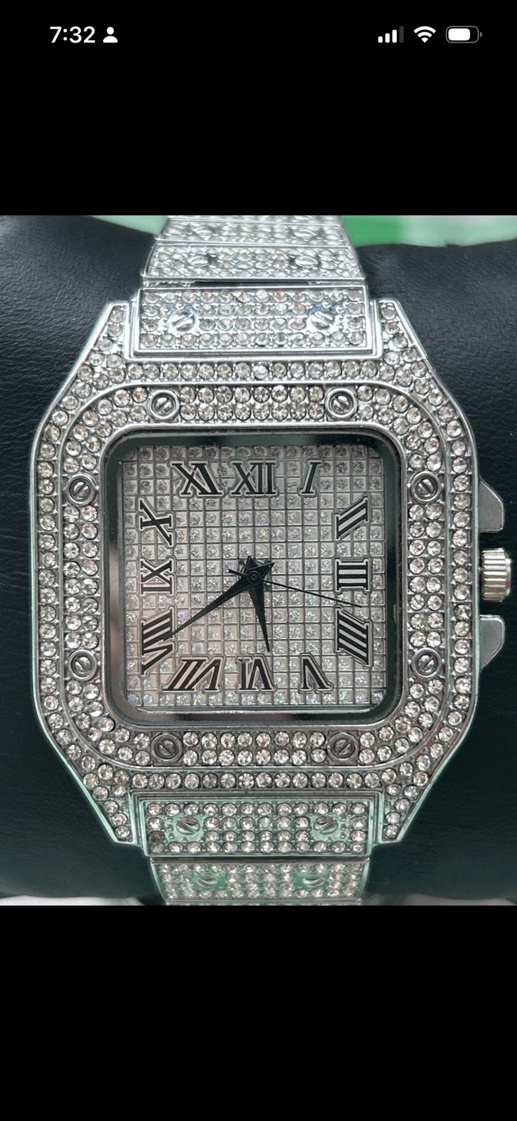 Halukakah Silver Tone Rhinestone Men’s Quartz Watch