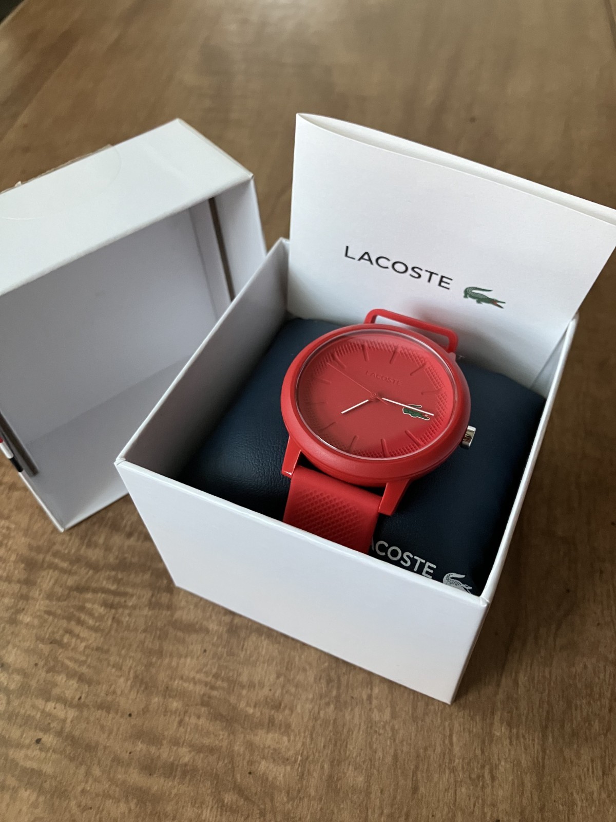 LACOSTE MENS WATCH 2010764 12.12 RED DIAL RED SILICONE STRAP