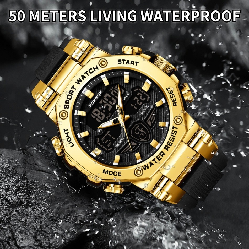 Men Quartz Watch Big Dial Luminous Date 5ATM Waterproof Sport Boy Man Wristwatch