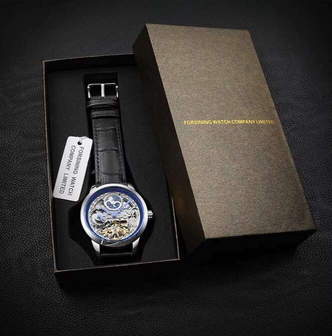 ⌚￼ Forsining Men’s Automatic Water Proof Moon Dial Luxury Business Watch