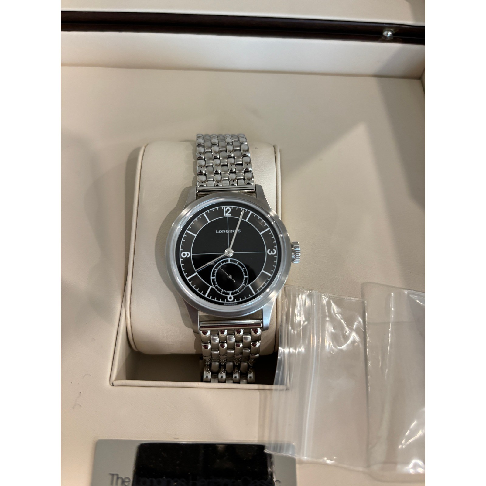 Longines Heritage Classic Sector Dial Black Watch L2.828.4.53.6 Automatic 38.5mm