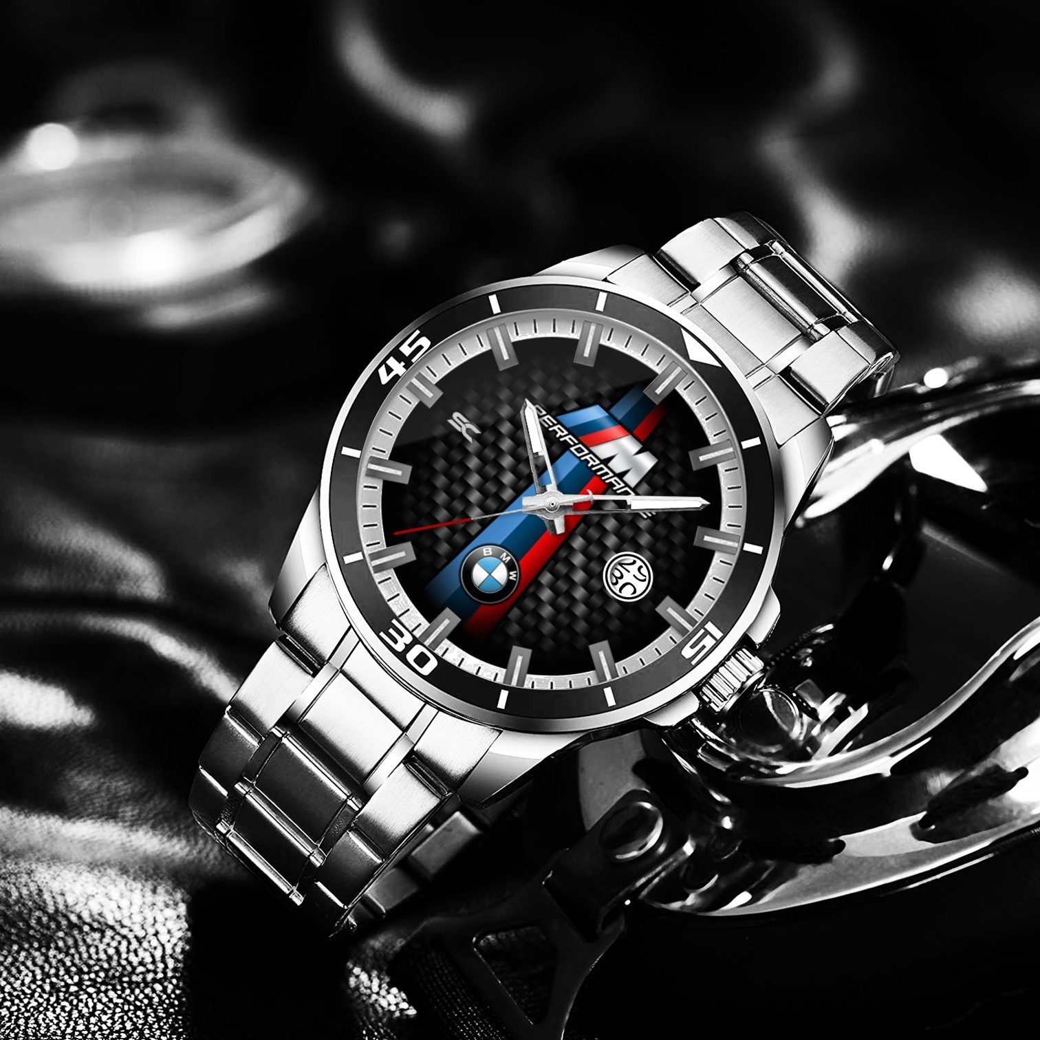 BMW M Performance Heritage Stripe M3 Steel Wrist Watch for Lovers