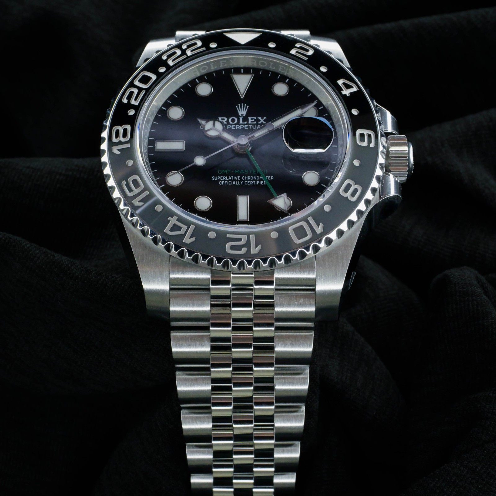 Rolex GMT-Master II Bruce Wayne Jubilee Bracelet 40mm Complete Set 126710GRNR