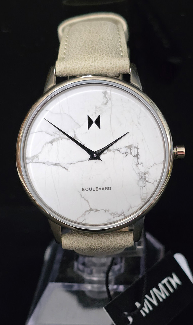 NEW! MVMT Quartz Watch White Marble Dial Taupe Case and Bone Gray Strap MB01-TIM