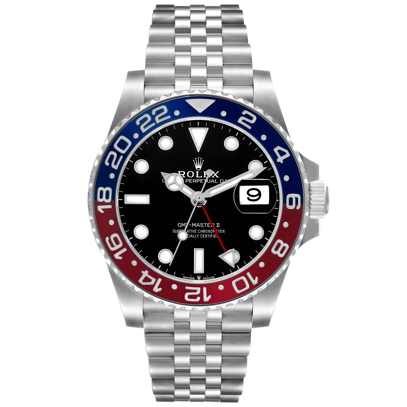 Rolex GMT Master II Steel Blue Red Pepsi Bezel Jubilee Bracelet Watch 126710BLRO