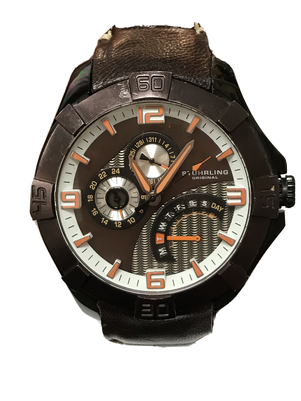 STUHRLING ORIGINAL CITIZEN QUARTZ MOVEMENT MENS WATCH ORANGE BROWN