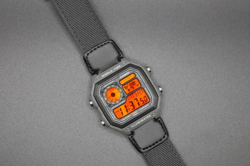 Nuclear Flame | Casio Digital Sport Royale AE-1200WHUB | World Time Watch | Mod