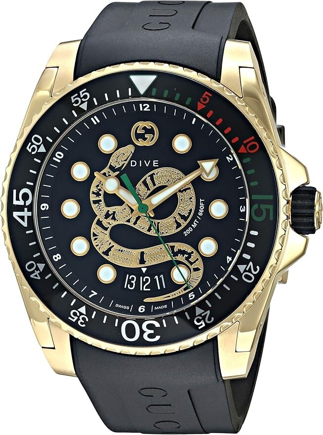 GUCCI YA136219 Men’s Dive Black Dial Watch 45mm