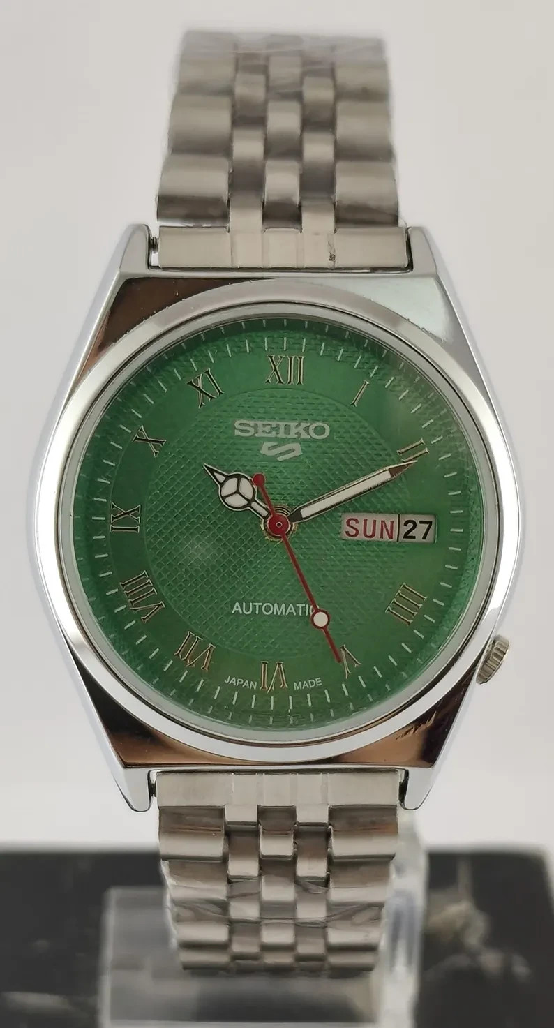 Vintage Seiko 5 Automatic: Green Dial Date & Day 17 J Cal.6309 All Working Men W