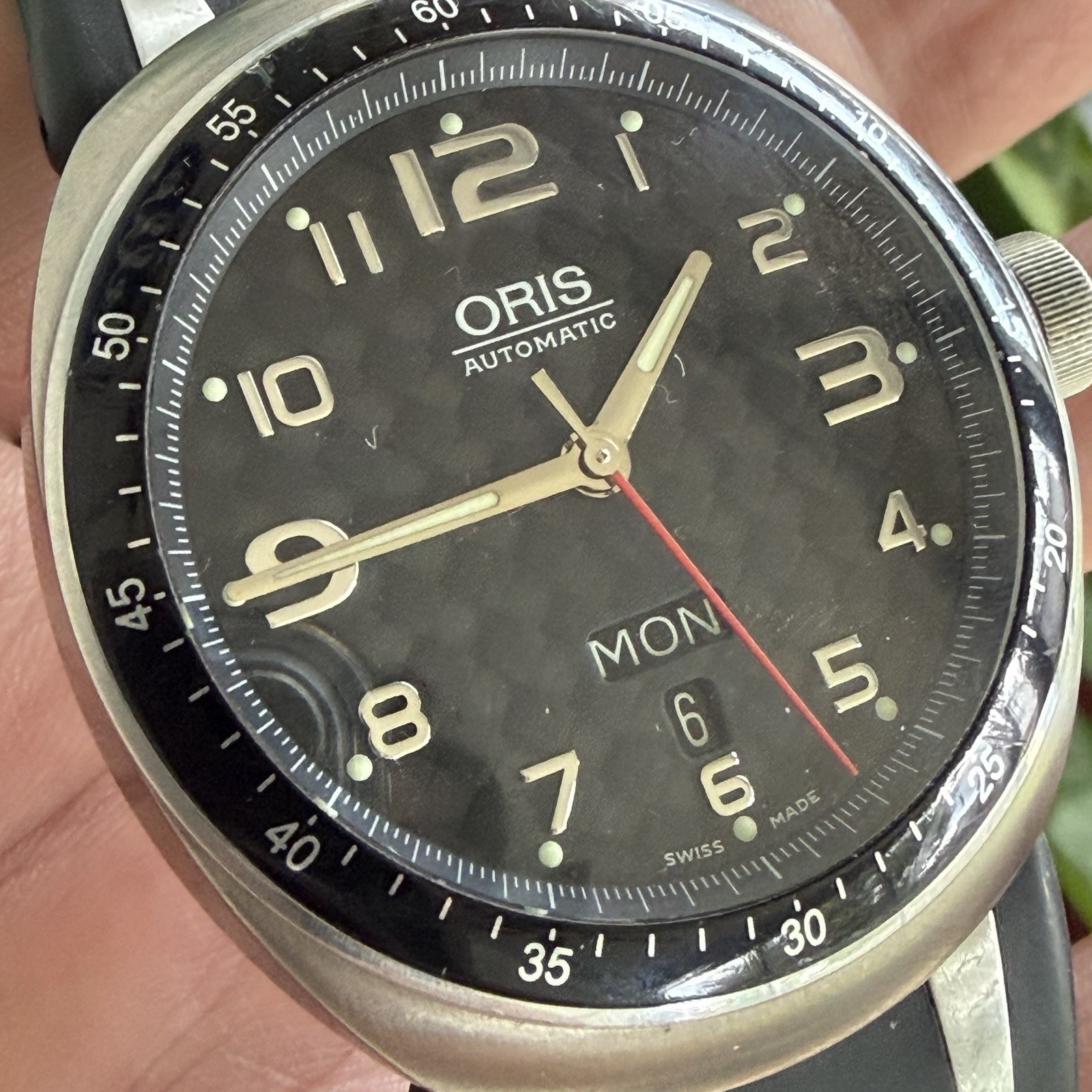 ORIS TT3 7588 Titanium Day/Date Automatic Men’s 41mm Watch RUNS! Keeps Time!