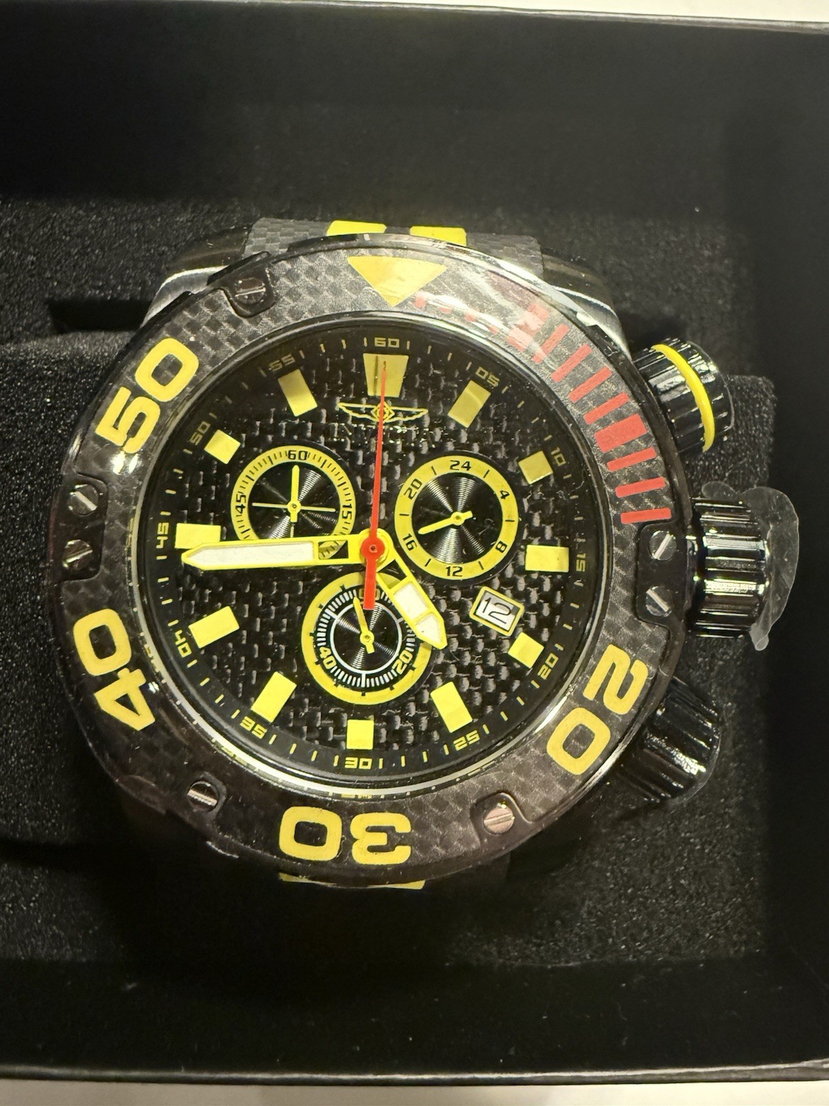 INVICTA 48990 SEA HUNTER BLACK CARBON FIBER CHRONOGRAPH 52MM