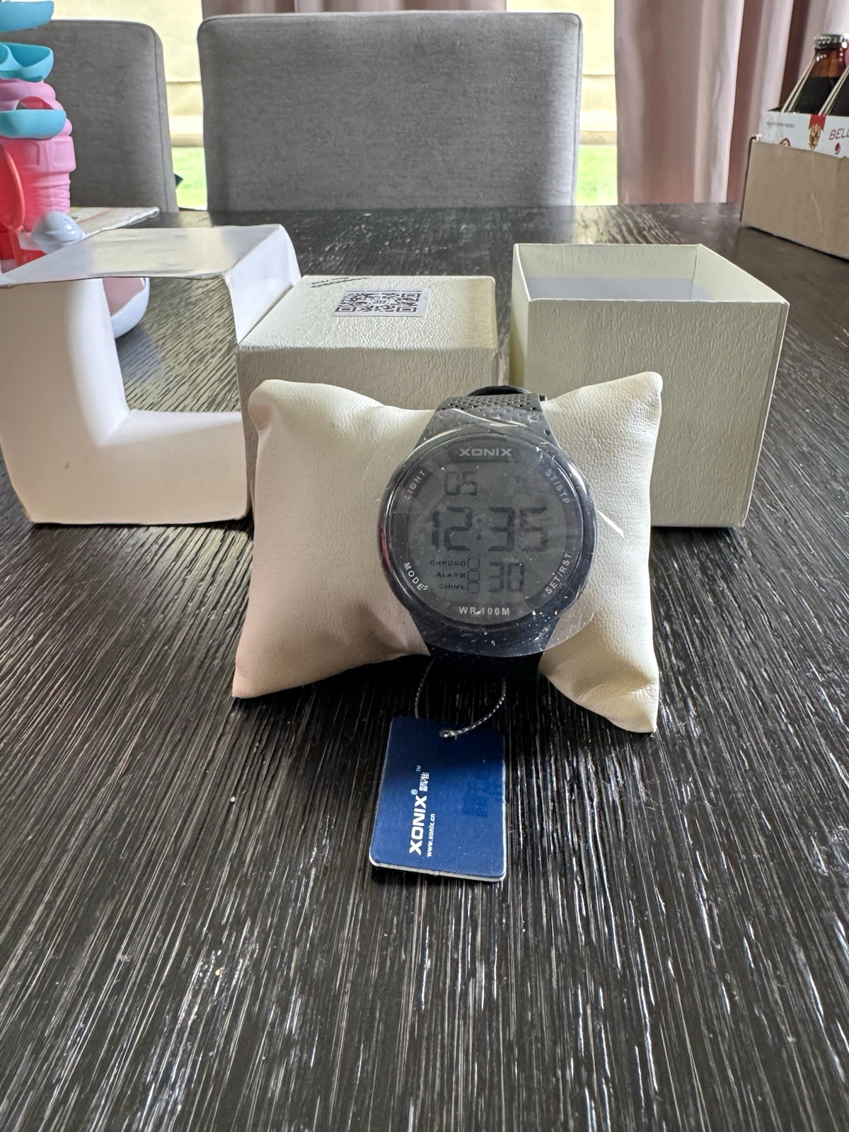 Xonix Digital Quartz Sport Watch 100m Black Resin Alarm Chronograph w/ Box