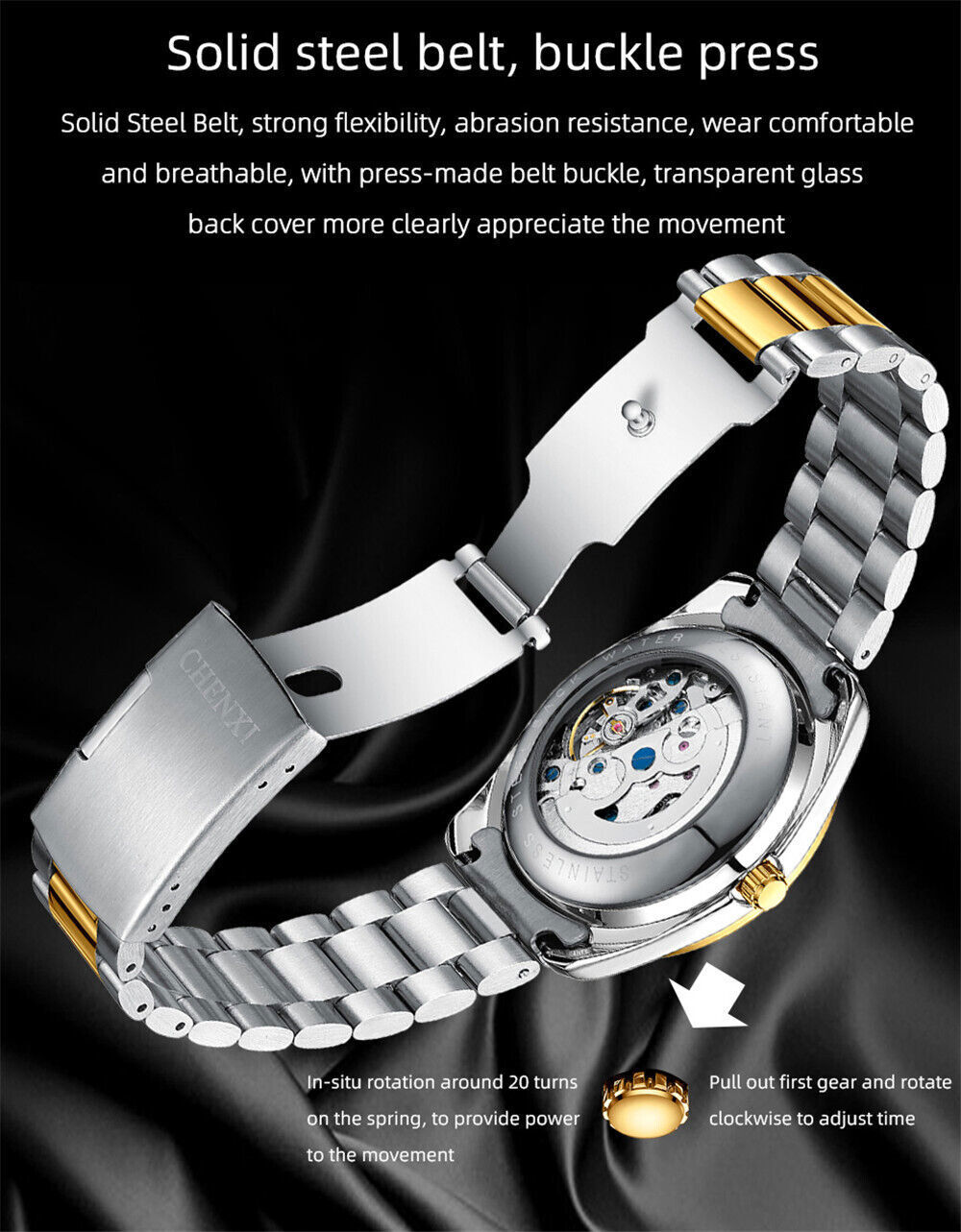 CHENXI Mechanical Automatic Watch Full Steel Watch for Business Male Wristwatch