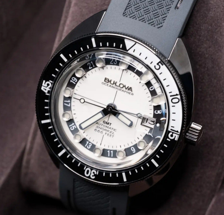 Bulova Oceanographer 98B407 Automatic GMT Gray White Dial Sapphire Men’s Watch