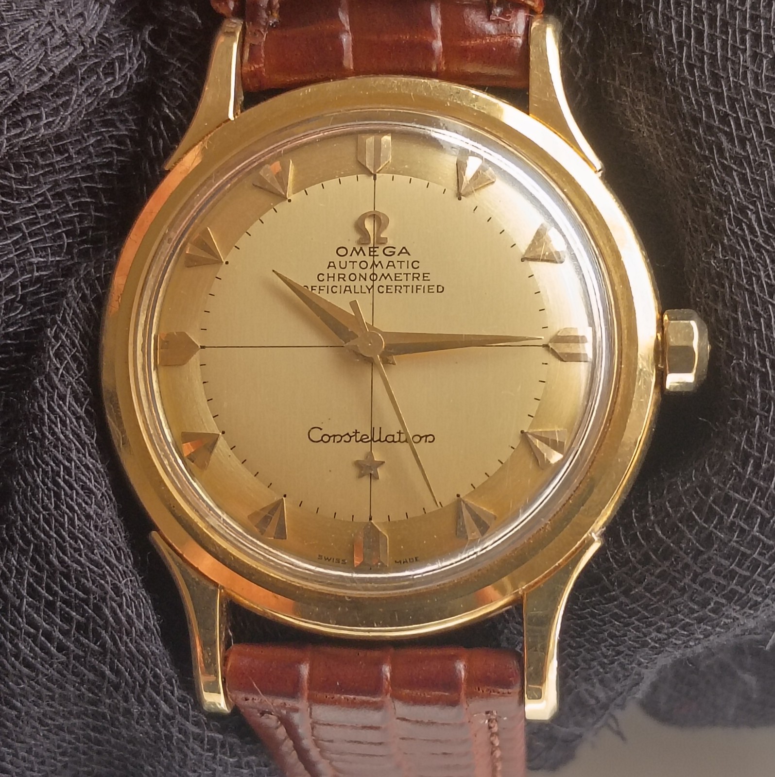 18k Solid Gold OMEGA Constellation Arrow Markers Automatic Vintage Men’s Watch
