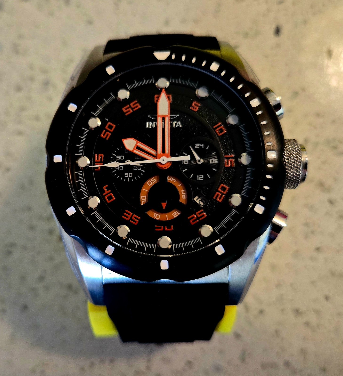 Invicta Speedway Chronograph Wristwatch 50mm Black and Orange face / New Battery
