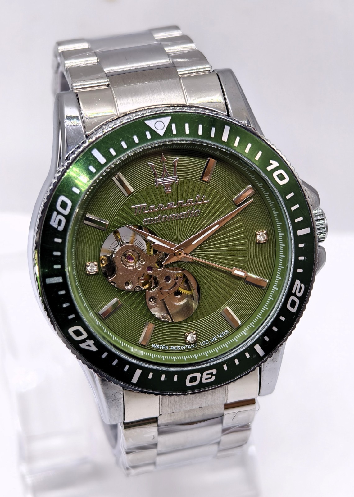 Excellent Maserati Automatic Green Dial Fix Bezel Analog Men’s Wrist Watch
