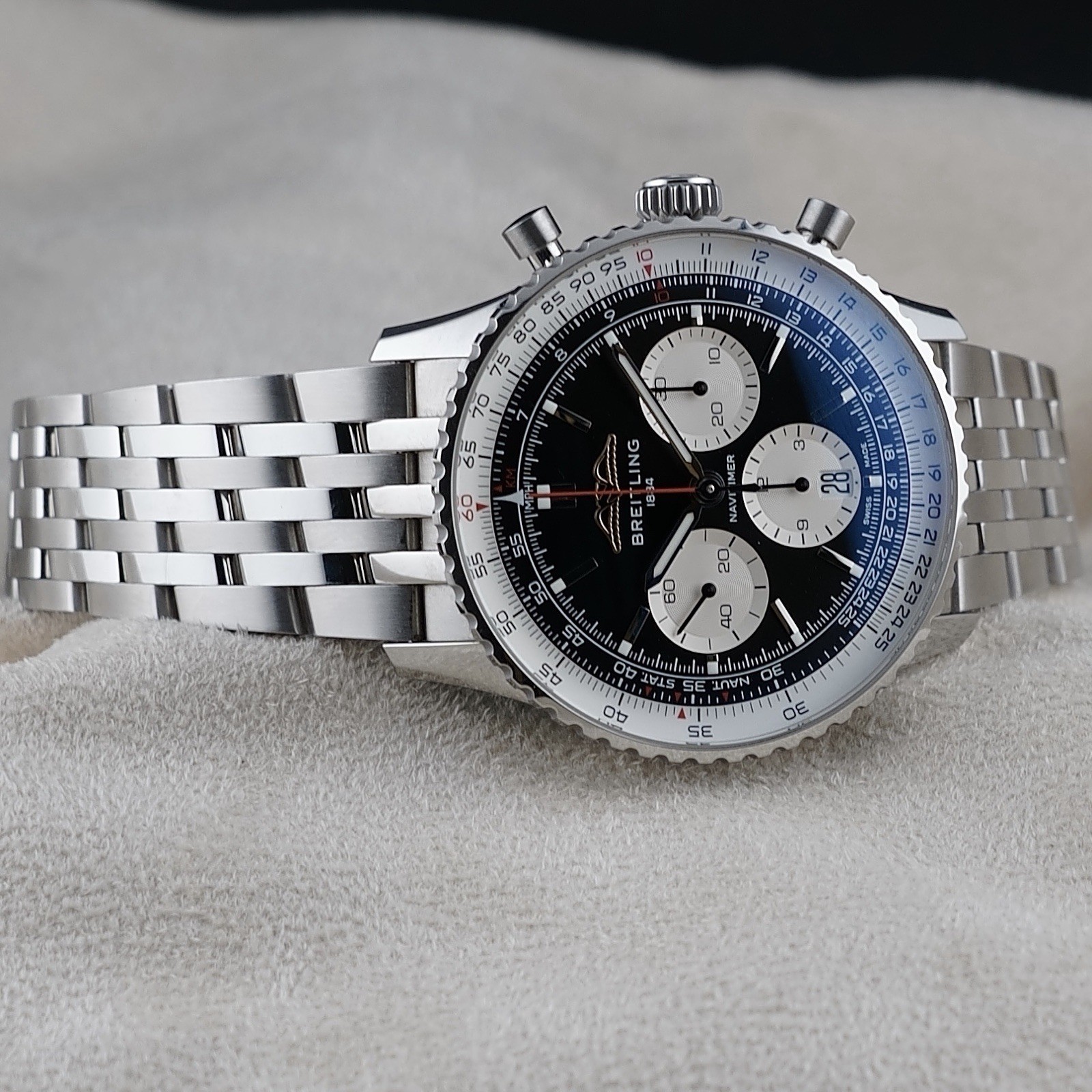 Breitling Navitimer B01 Chrono 43mm AB0138 Black Reverse Panda, 4 Year WARRANTY
