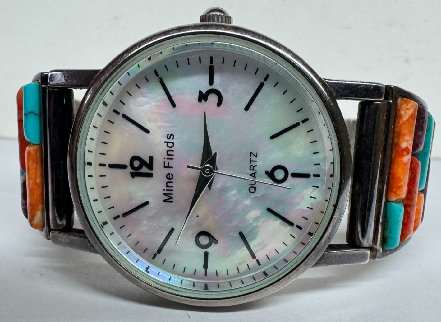 Rare Jay King DTR Mine Finds Watch W/ SS Multi Stone Inlay Watch Tips [046GRS