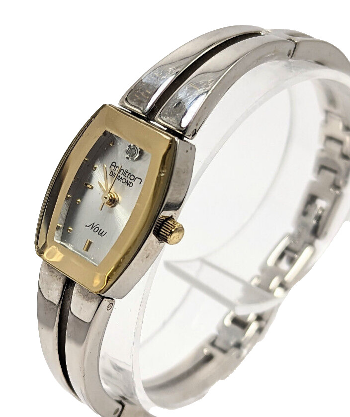Armitron Now Diamond Accent Silver/Gold Tone Bracelet Watch Swiss Parts NEW BATT