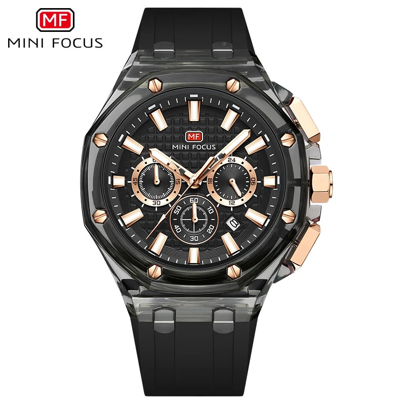 Multifunctional Men’s Transparent Case Quartz Watch Waterproof Luminous 0616G