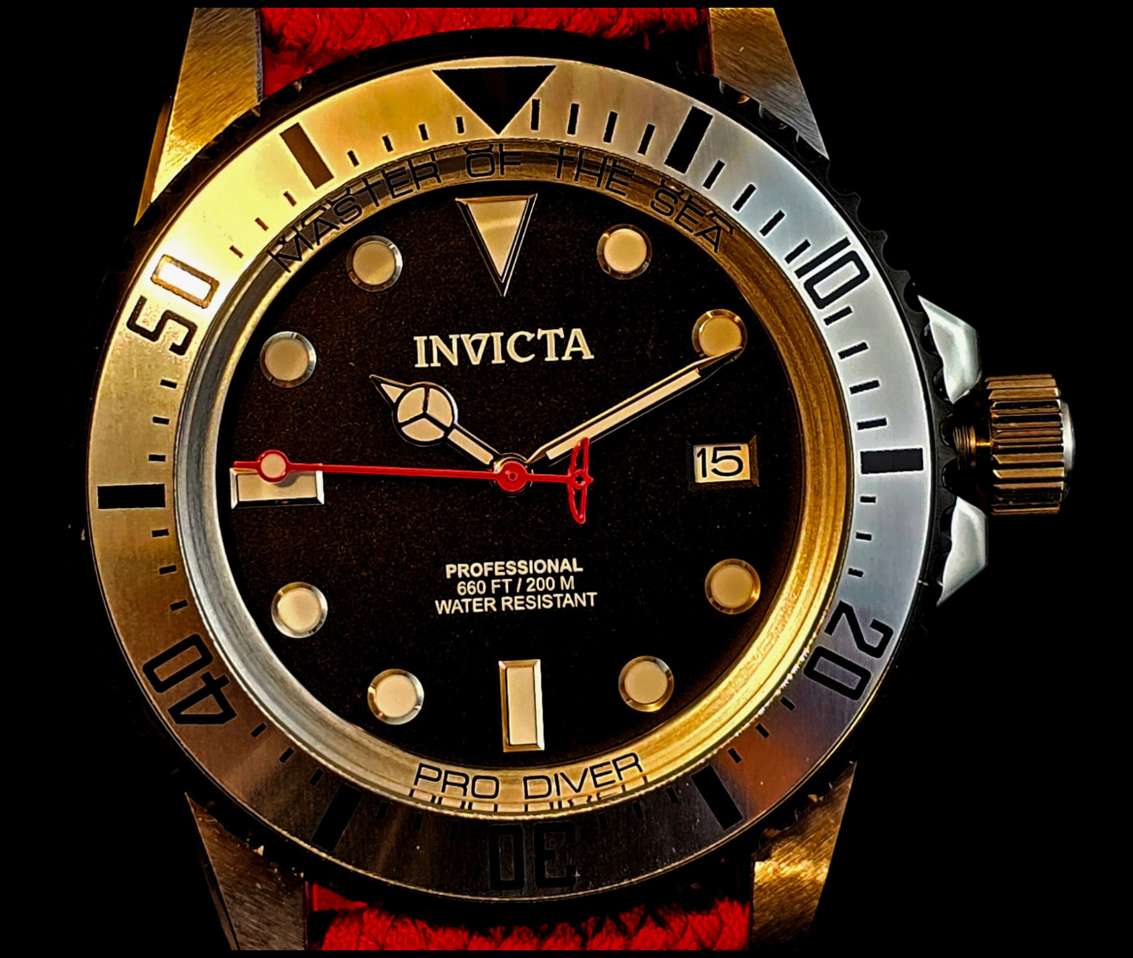Invicta Pro Diver Men’s Watch Automatic 44mm Stainless Steel Red Strap 35486