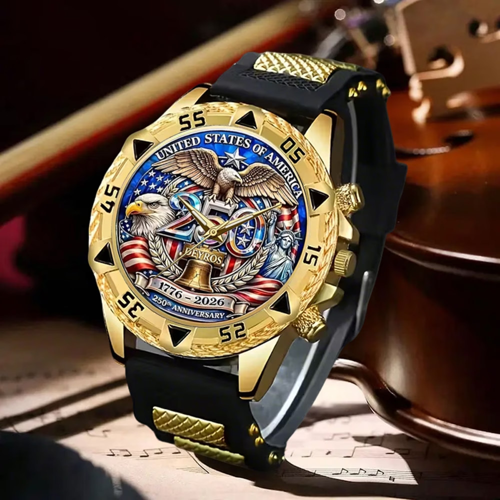 Luxury Quartz Watches 250Th USA Anniversary Men Silicone Strap Quartz Watch Gift