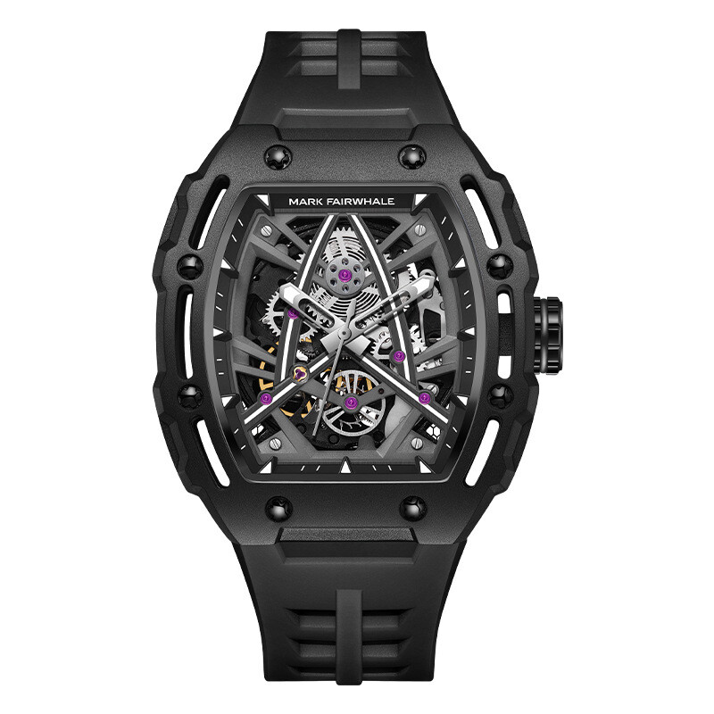 MARK FAIRWHALE Barrel Hollow Luminous Tourbillon Automatic Mechanical Wristwatch