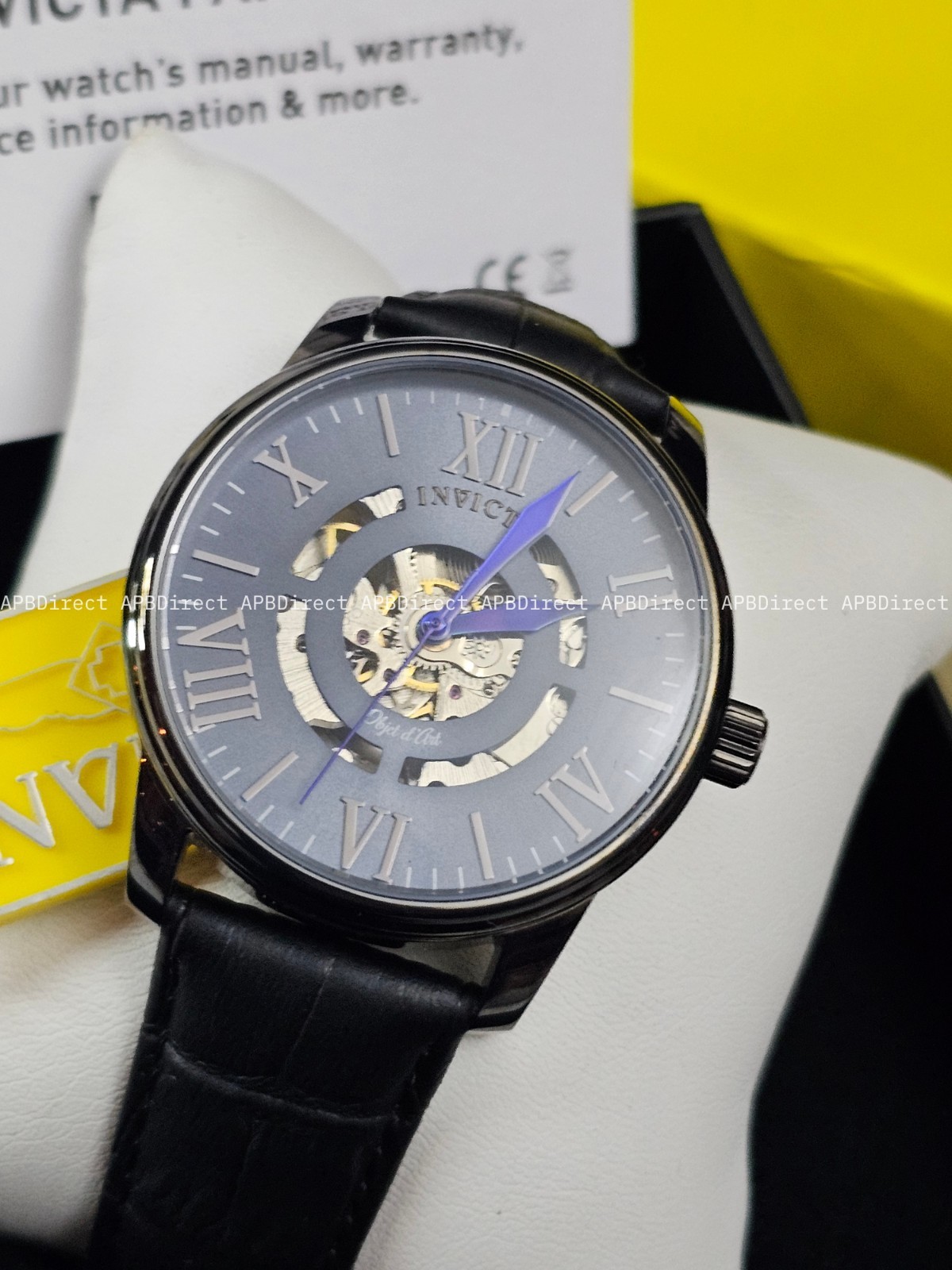 Invicta Objet D Art – Automatic – Skeleton Flame-Fusion Black Leather mens Watch