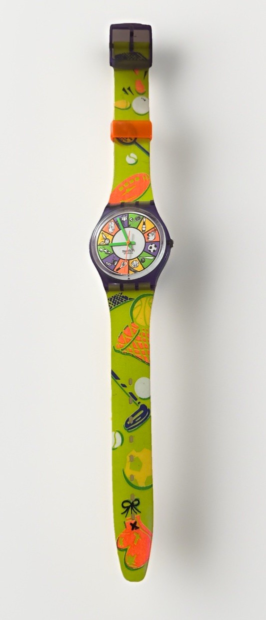 VTG Neon Swatch Watch GV107 CHEERLEADER Variant Band Sports Vintage 1994
