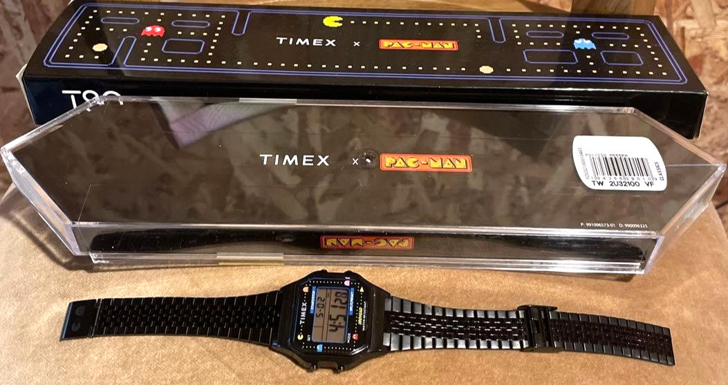 Timex T80 Pac-Man 40th Anniversary Black Digital Watch Retro Limited Used Japan