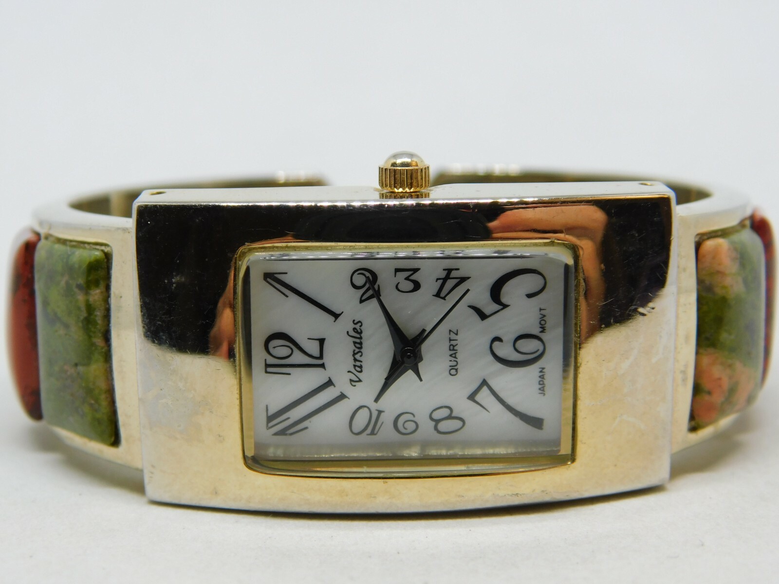 Varsales Cuff Bracelet Stones Inlay Quartz Women’s Watch Sz. 6” New Battery