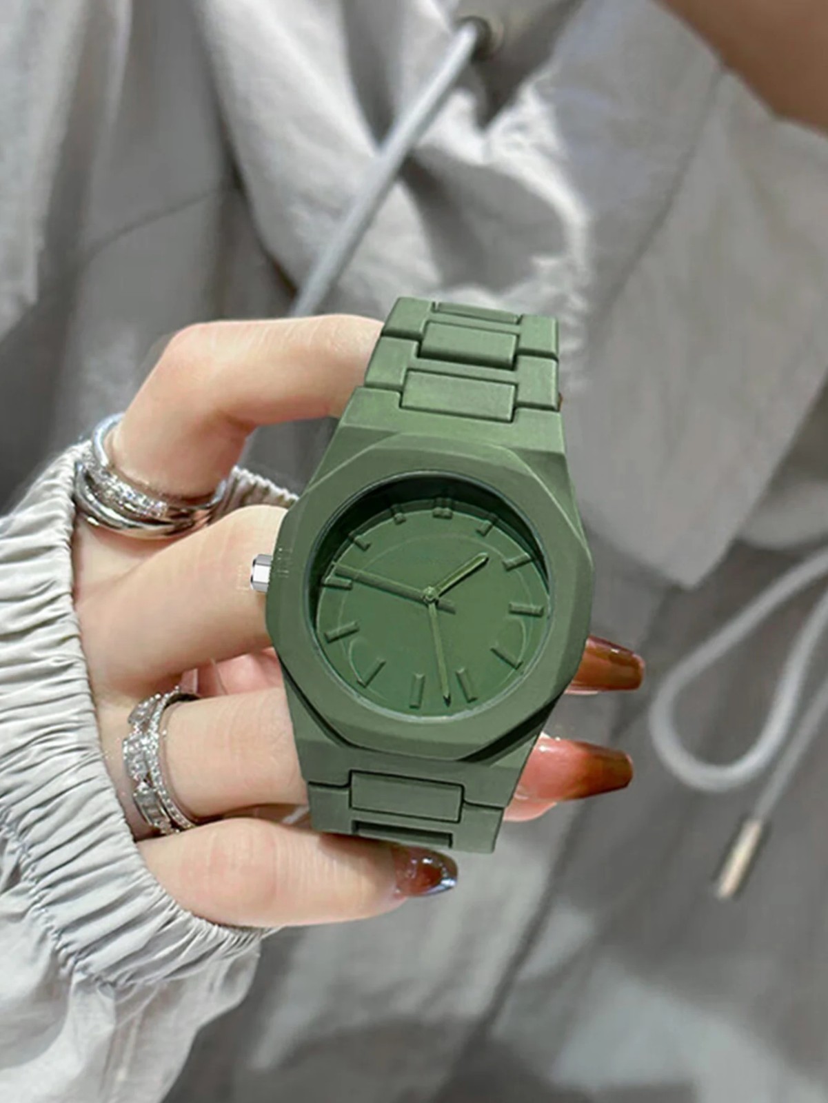 Men Simple Quartz Watch Minimalist Numberless Dial Push Clasp 5 Colors Battery