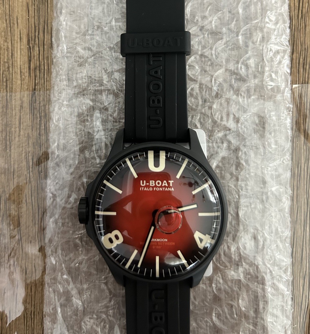 (AS- IS) U-Boat Capsoil Darkmoon Soleil Red IPB Quartz Watch, 44 mm, 8697