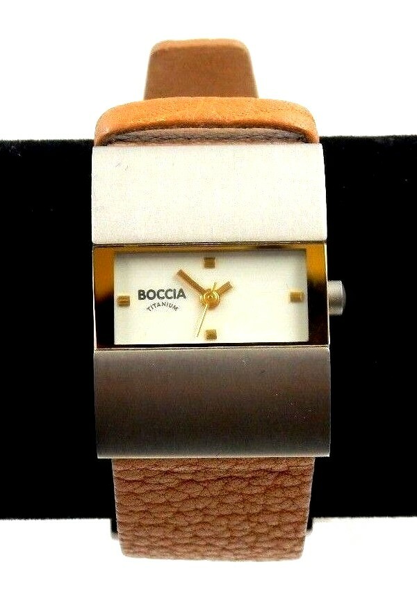 BOCCIA TITANIUM 3 BAR GENUINE LEATHER BAND SWISS QUARTZ WRISTWATCH 425-08