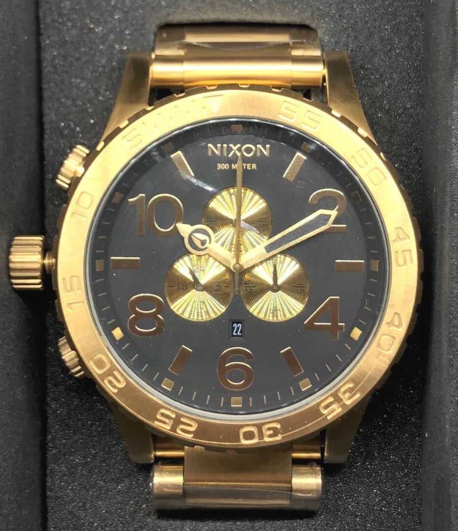 Nixon 51 30 A083 510 Gold Black Quartz Watch 30 ATM 300m Water Resistant