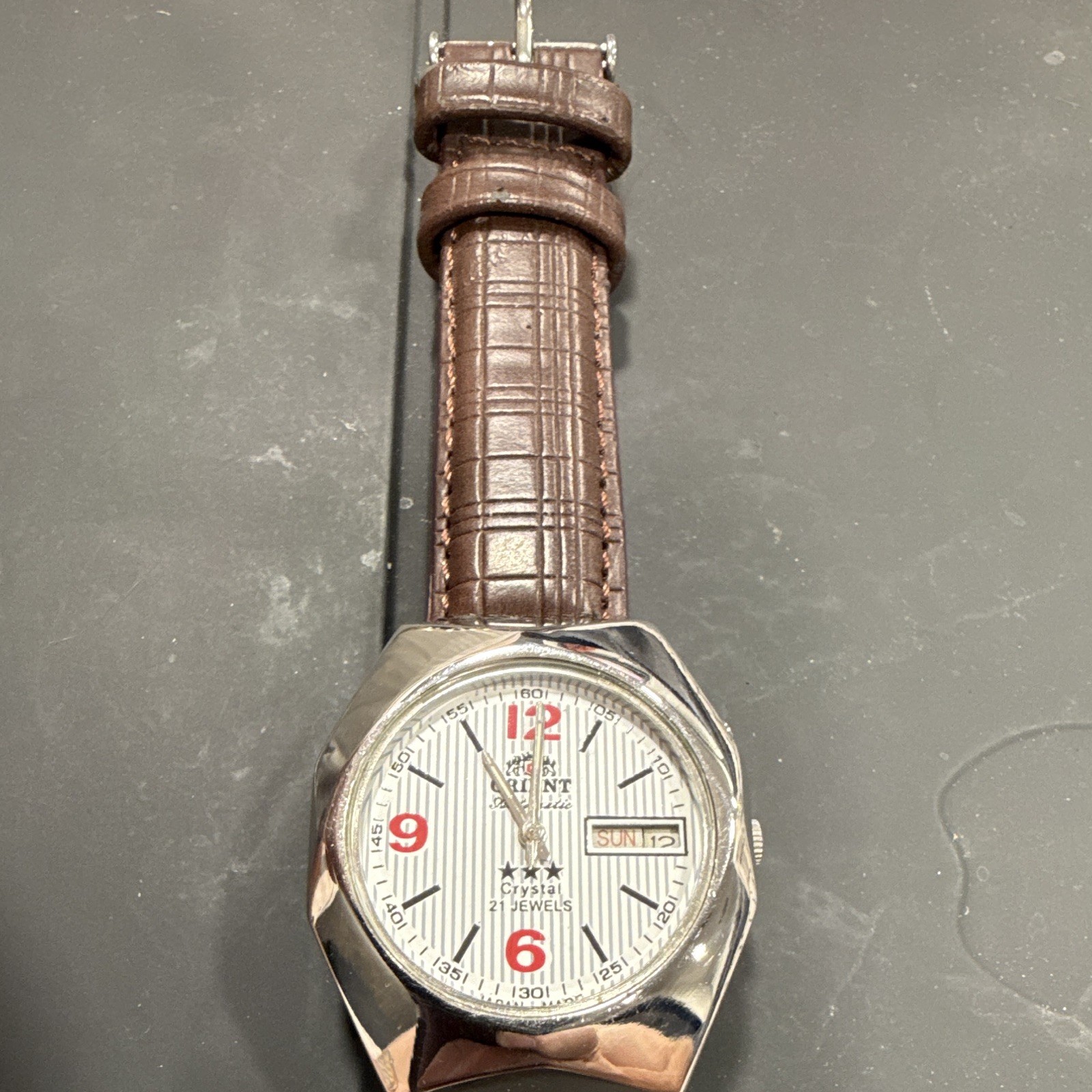 Orient Crystal Automatic Mens Day/Date Watch White Dial