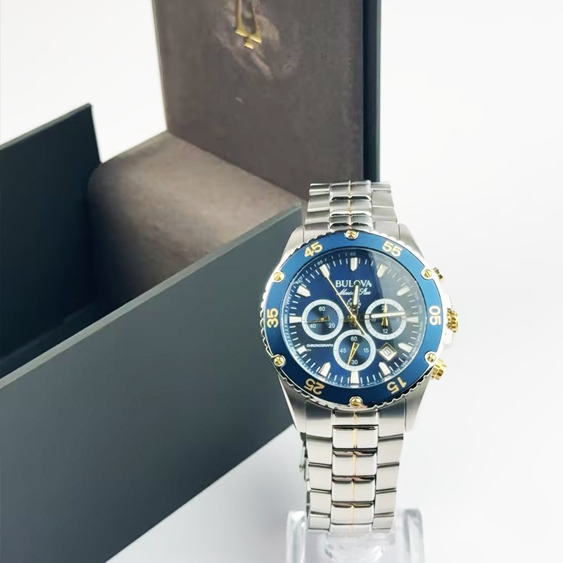 Bulova Marine Star 98B400 Blue Dial Chronograph Quartz Men’s Watch 41.5mm